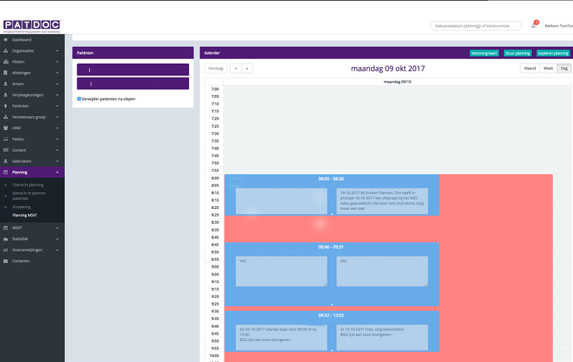 The planning and registration system within QualityZorge